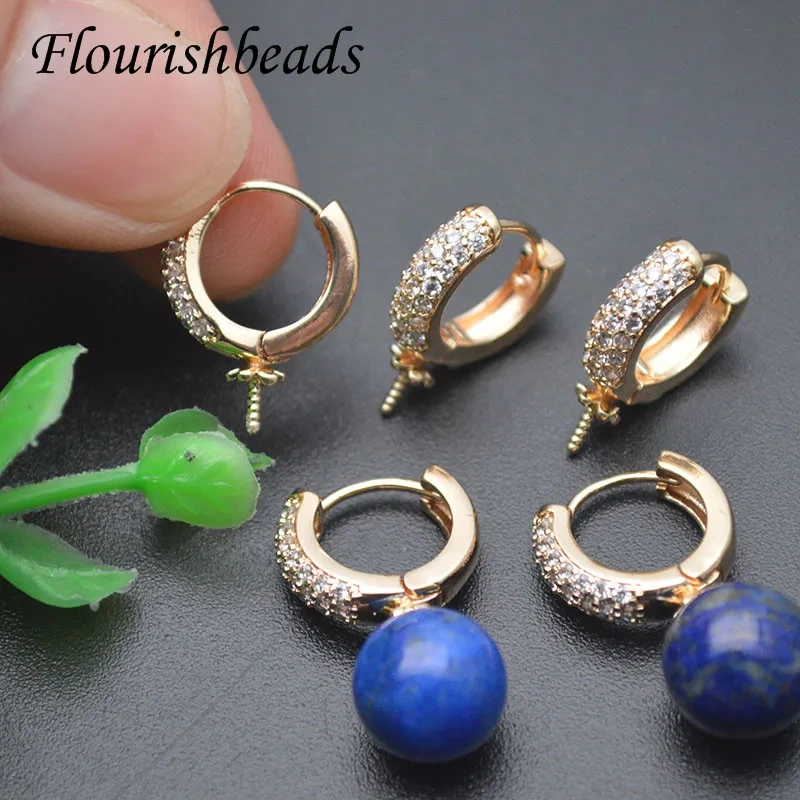 High Quality Metal Circle Shape Pin Earring Hooks Base Fit DIY 10mm Beads Earrings Jewelry Accessories 20pcs/lot