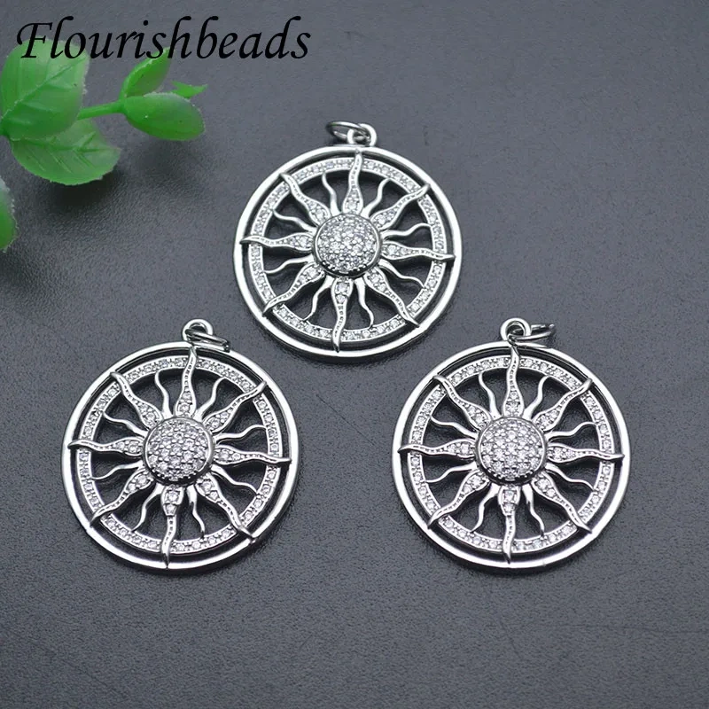 Silver Color 20x27mm Jewelry Making Supplies Metal Copper Paved CZ Beads Pendant for DIY Earring Necklace Accessories
