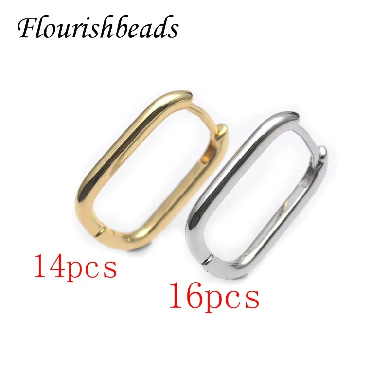 Wholesale 30pcs/lot Nickel Free Gold Silver Color U Shape Earrings Hoop for Women Fashion Jewelry 17x20mm