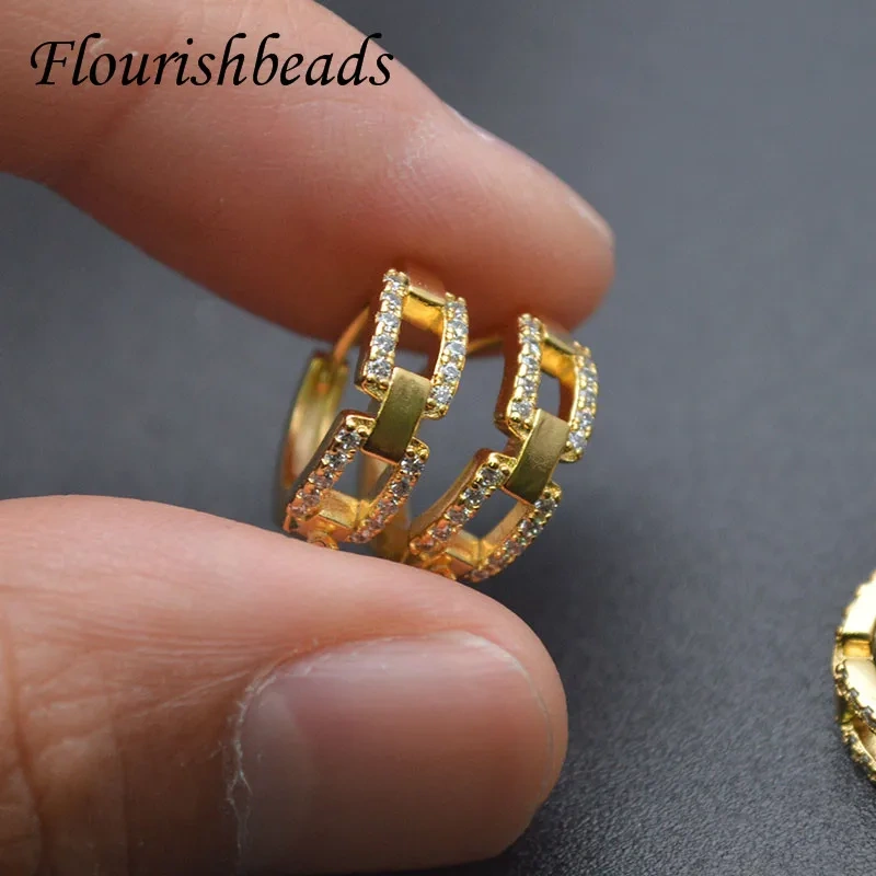 New Arrived Cubic Zircon Beads Paved Leverback Earring Hooks Clasp Accessories for Handmade Women Jewelry Making 20pcs/lot