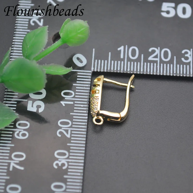 Copper Gold Plated Paved CZ Beads 18k Earring Hooks Shvenzy Ear Wire for DIY Jewelry Earrings Accessories 30pcs/lot