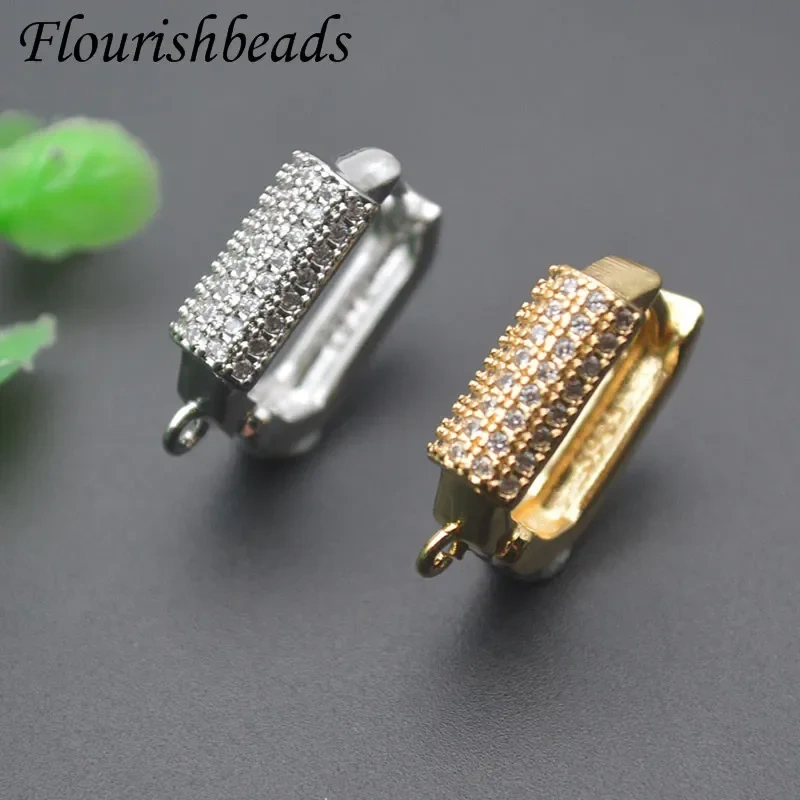 High Quality Gold Color Multi Row Zirconia Geometric Shape Earring Hooks Clasp for DIY Earring Jewelry Making 30pcs/lot
