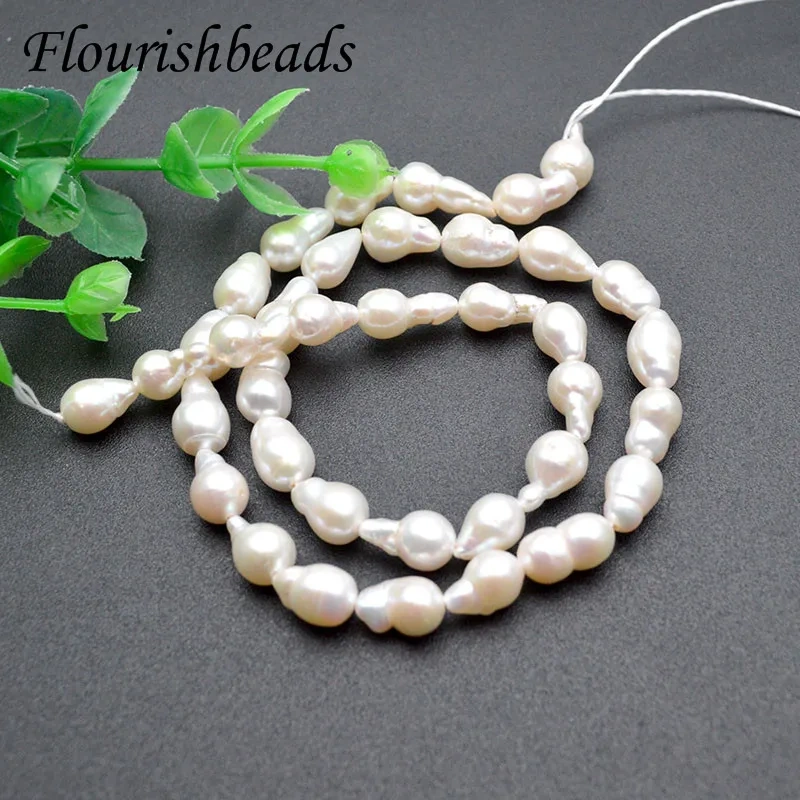 2 strands 10~12mm Natural White Fresh Water Edison Pearl Oval Round Loose Beads For jewelry making supplier