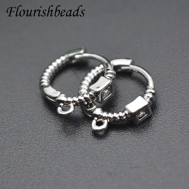 New Design Paved CZ Beads Round Shape Earring Hooks Gold Plated Jewelry Making Accessories Supplier 30pcs Per Order