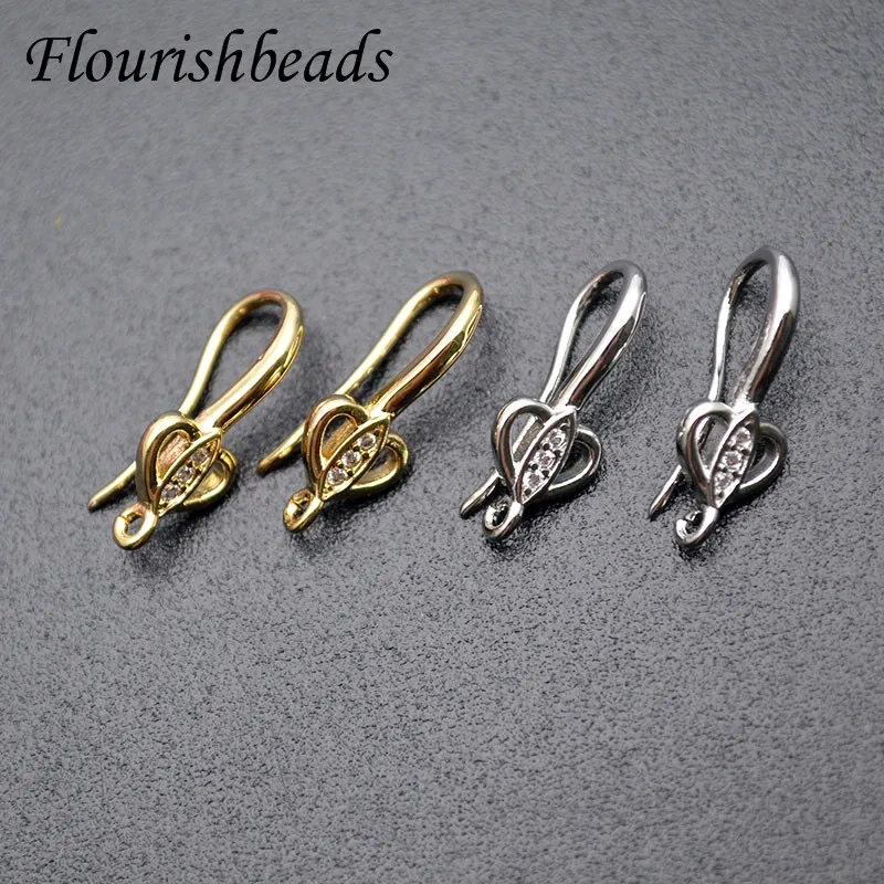 Real Gold Plating Heart Shape CZ Beads Paved Earring Hooks Accessories Open Jump Rings Jewelry Making Kit for DIY Earring 20pcs