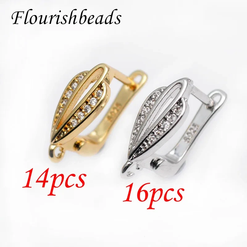 Wholesale 30pcs/lot Real Cubic Zircon Beads Paved Metal Earring Hooks DIY High Quality Jewelry Making Supplier