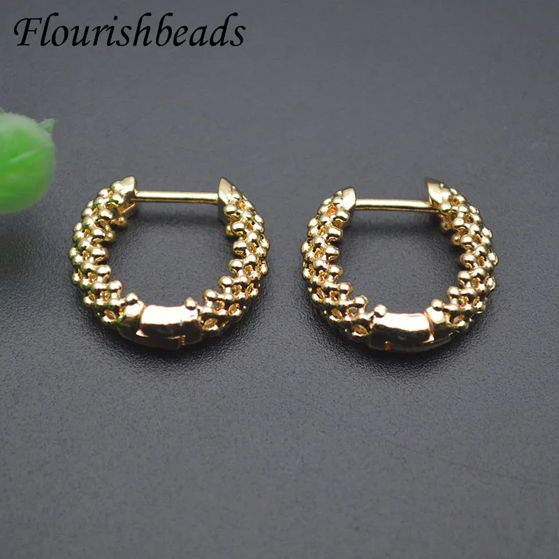 15mm New Style Copper Gold Plated Round Shape Earrings Women Girl Party Fashion Jewelry Supplies 30pcs