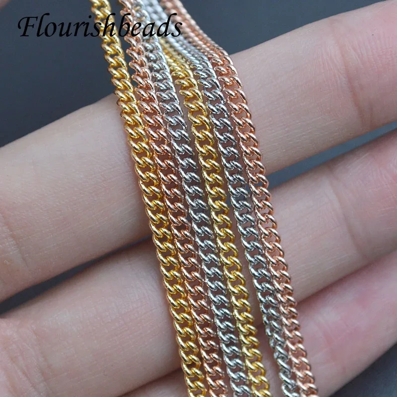 3mm Width Nickel Free Real Gold Link Chain In Bulk for Women Necklace DIY Jewelry Making Chains Supplies Wholesale 30pcs Per Lot