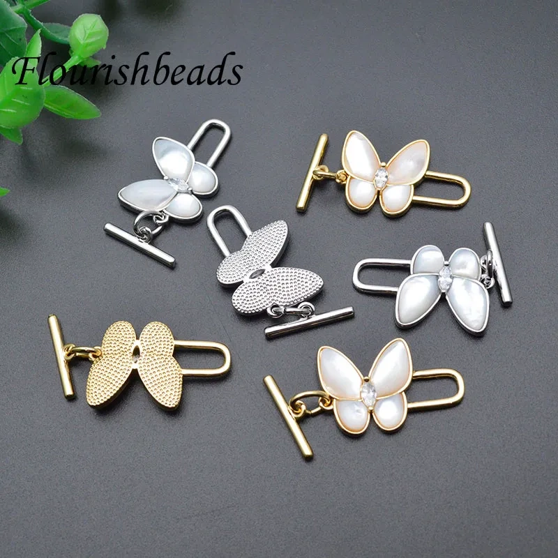 Various Styles Luxury Gold Color Butterfly Shape Shell Oggle OT Clasps Hooks for  DIY Jewelry Findings Accessories 10pcs/lot