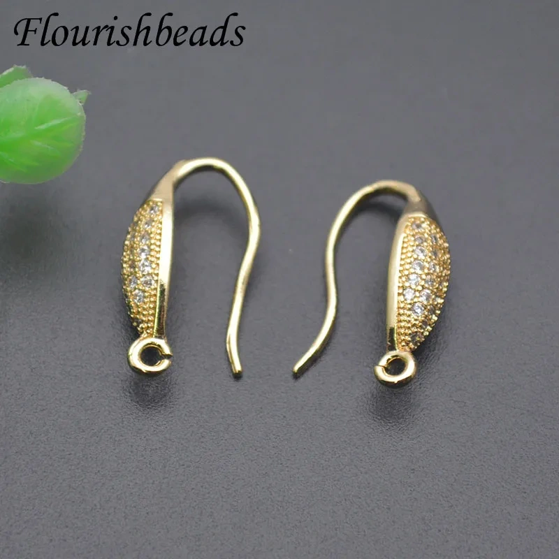 Paved Multi Row CZ Beads Simple Fashion Earrings with Hoop Ear Wire 18k Gold Accessories for DIY Jewelry Making 30pcs/lot