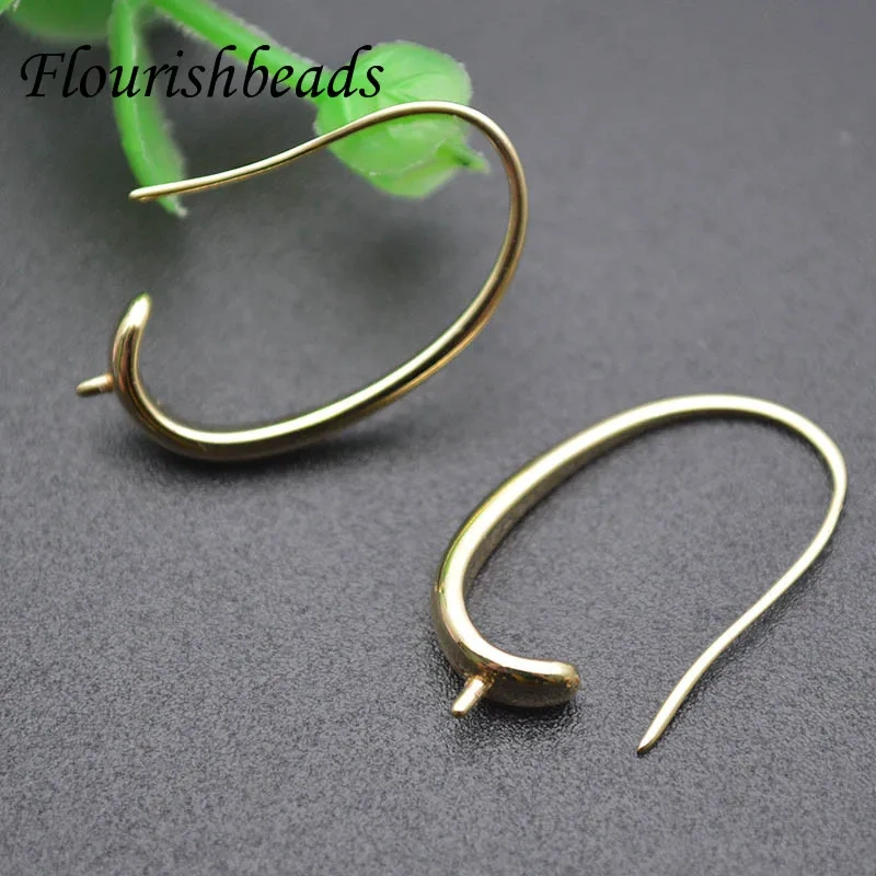 Jewelry Findings High Quality Real Gold Plated Earrings Hooks Color Remain Nickle Free Anti-rust Metal Ear Wire 50pcs