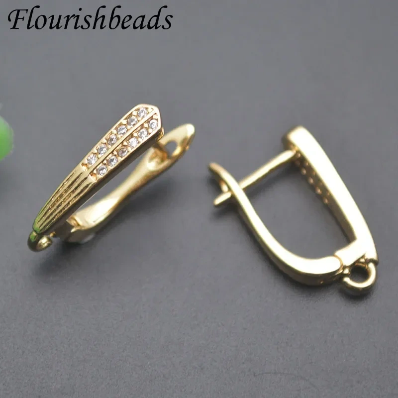 Good Quality Jewelry Schwenzy Findings Basic Bail Ear Wire Paved CZ Beads Earring Hooks Accessories for Women DIY Earrings