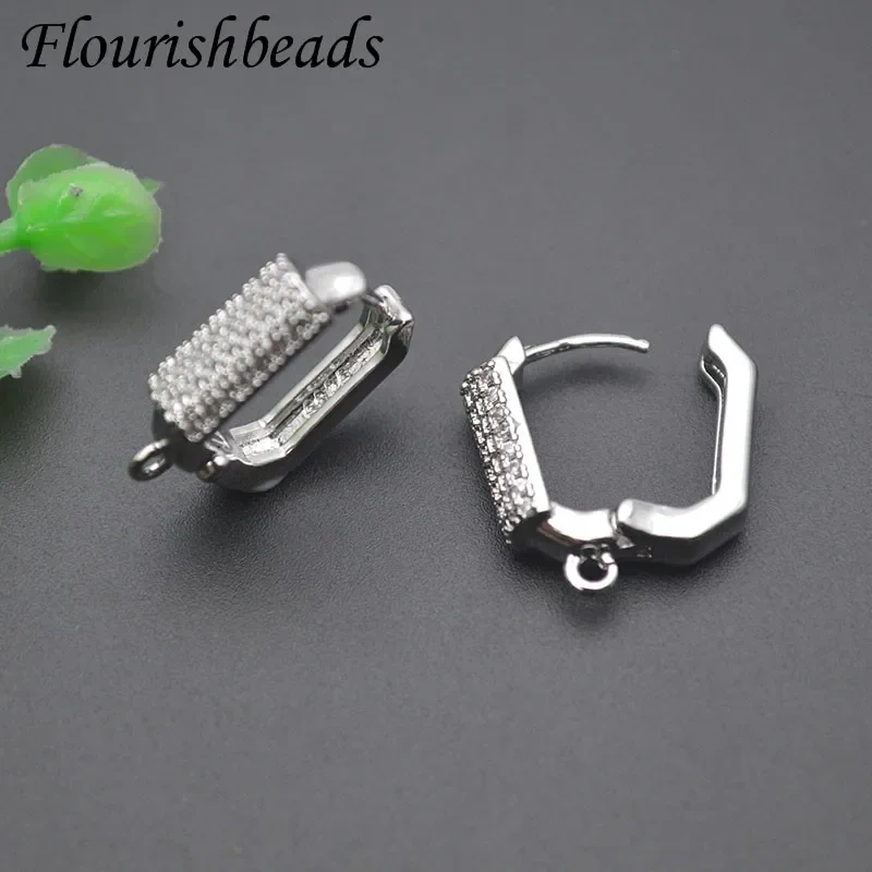 High Quality Gold Color Multi Row Zirconia Geometric Shape Earring Hooks Clasp for DIY Earring Jewelry Making 30pcs/lot