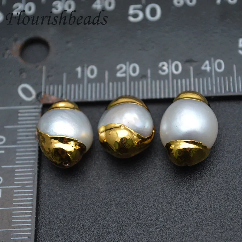 Anti-fading Gold Plating Natural White Pearl Oval shape Loose Beads for Jewelry Making Wholesale 20pc Per Lot