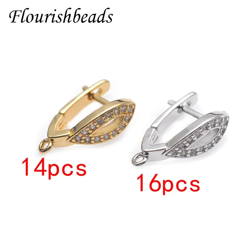 30pcs Cubic Zirconia Real Gold Color Brass Earring Hooks Earwire Accessories for Women Handmade DIY Juewelry Making Supplier