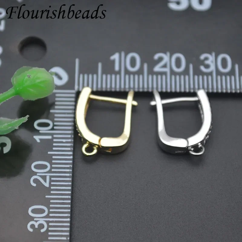 30pcs/lot Nickel Free Gold Plated Paved CZ Beads Earring Hooks Findings for Women DIY Fashion Jewery Making Earrings