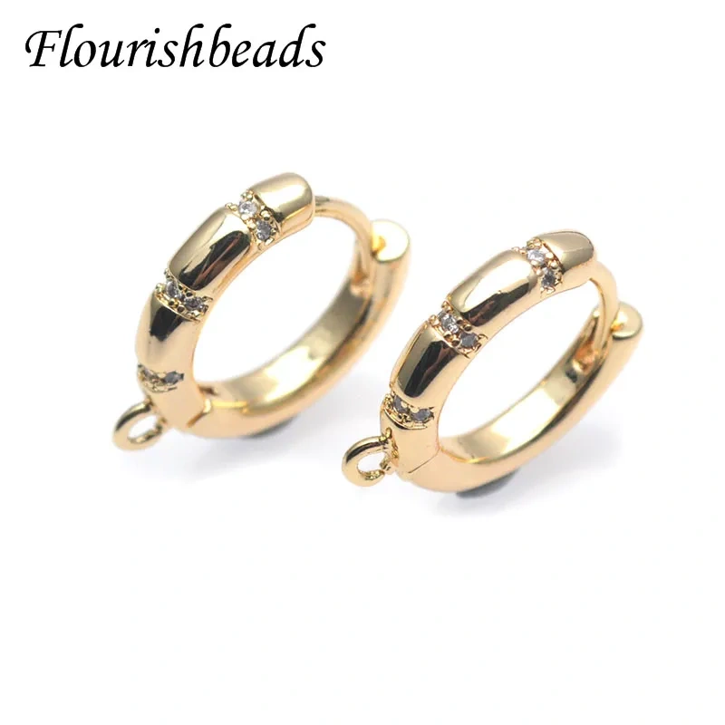 Multi Styles High Quality Gold Plated CZ Beads Paved Earring Hooks Schwenzy Jewelry Making Accessories Supplier 30pcs/lot
