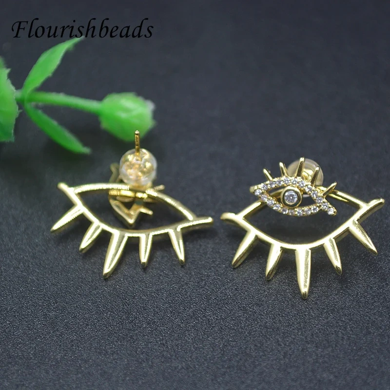 Popular New Style Personalized Earrings Turkish Evil Eye Stud Earring Gold Plated CZ Beads Paved Nickel Free Fashion Jewelry