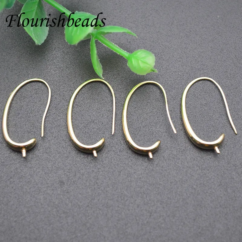 Jewelry Findings High Quality Real Gold Plated Earrings Hooks Color Remain Nickle Free Anti-rust Metal Ear Wire 50pcs