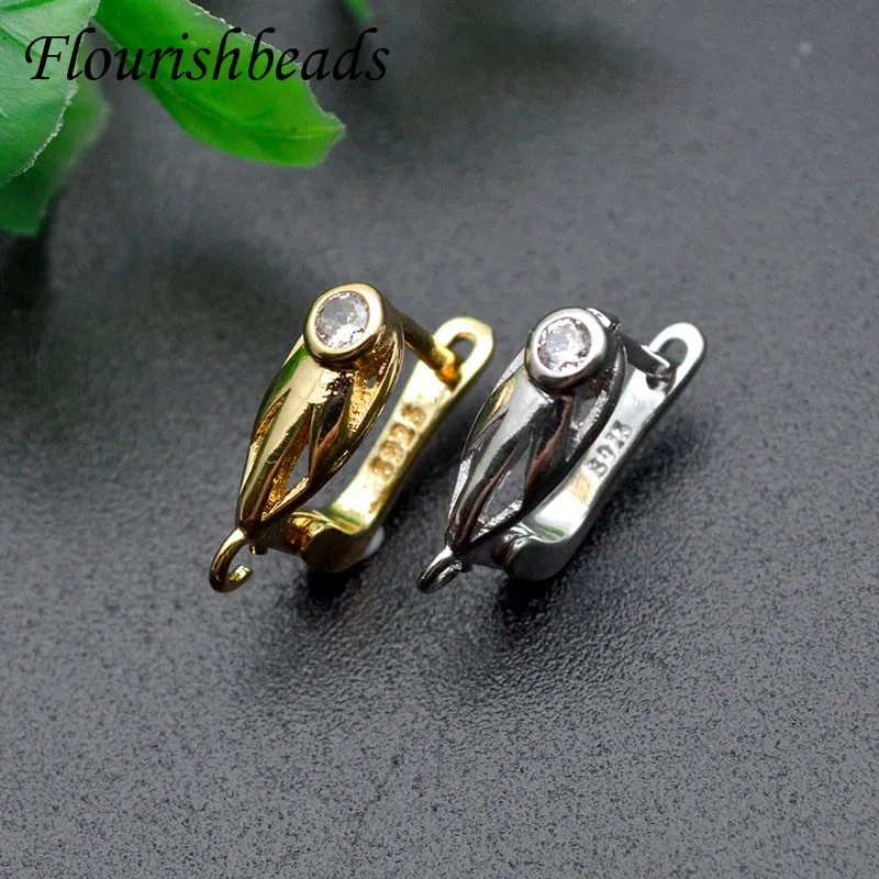 New Arrived Real Gold Plating Cubic Zircon CZ Beads Nickle Free Earring Hooks for DIY Jewelry Making Supplier 30pcs/lot