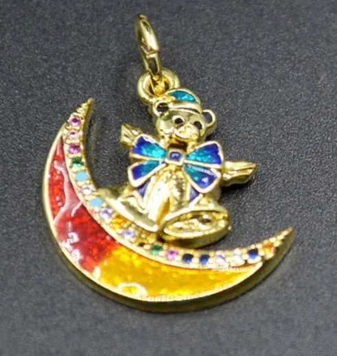 New Arrived Gold Plated Nickel Free Cute Bear Moon Christmas Bracelet Charms  Pendant DIY Earrings Jewelry Making 20pcs/lot
