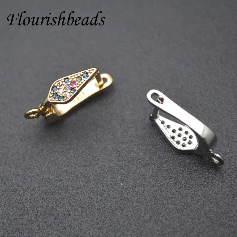 Quality Metal Brass Gold Plated Colorful CZ Beads Geometric Earring Hooks Women Handmade DIY Jewelry Accessories 30pcs/lot