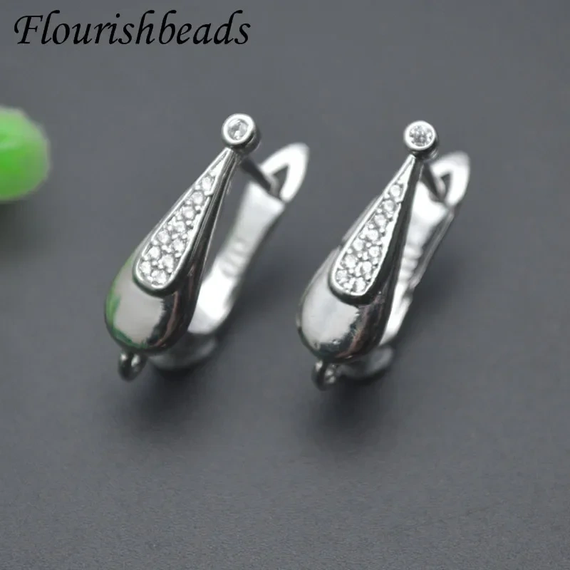New Arrived 18k Gold Plated Paved CZ Beads Earring Hooks Earwire Accessories for Fashion Earrings Making 30pcs/lot