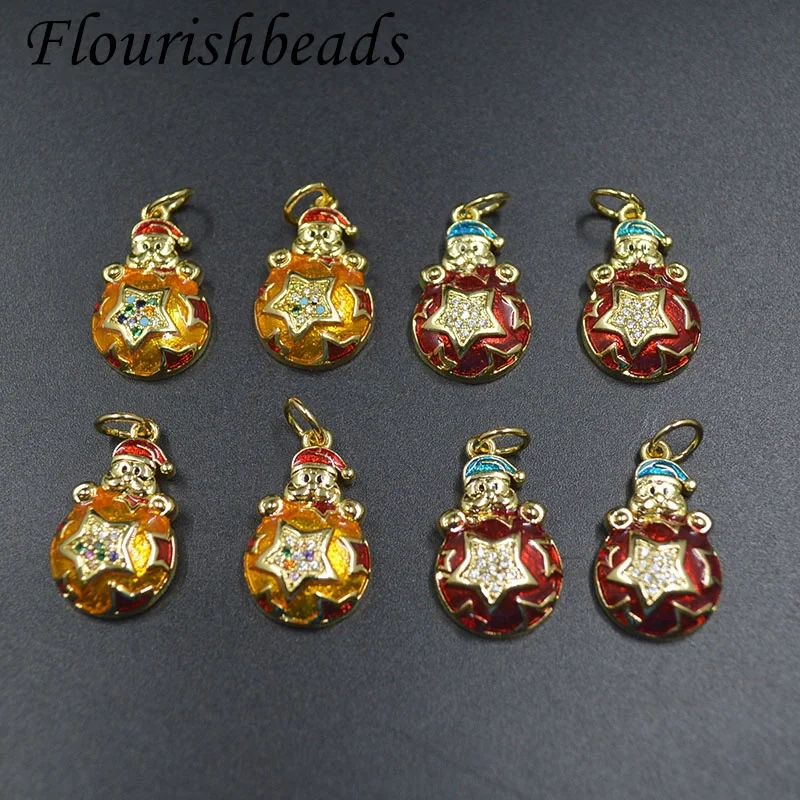 20pcs Christmas Series Jewelry Findings Accessories Lucky Santa Pendant for DIY Festivals Earring Bracelet Charms