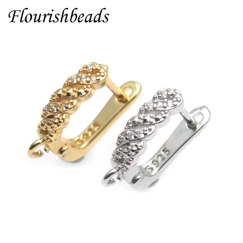 CZ Beads Paved Nickel Free Leverback Earwire Earring Hooks Women Handmade Accessories for Jewelry Making Supplier 30pcs/lot