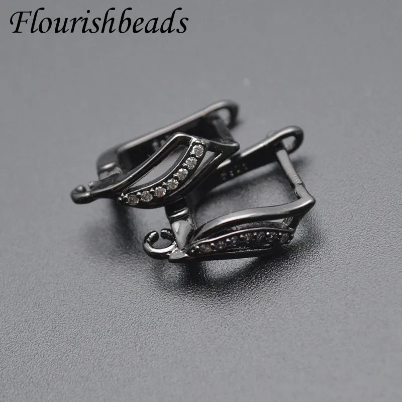 Nickle Free Anti-fading Multi Color Anti Rust Metal Gold Plating CZ Paved Earring Hooks for Jewelry Finding 30pcs Per Lot