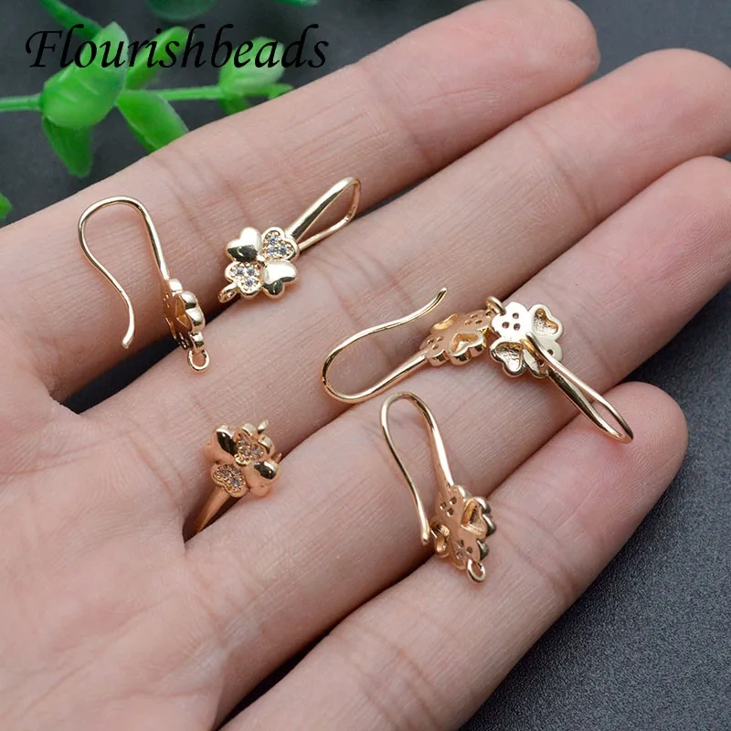 Gold Plated Flower Shape Wire Fish Earring Hooks for Handmade Women Fashion Jewelry Making 30pcs/lot