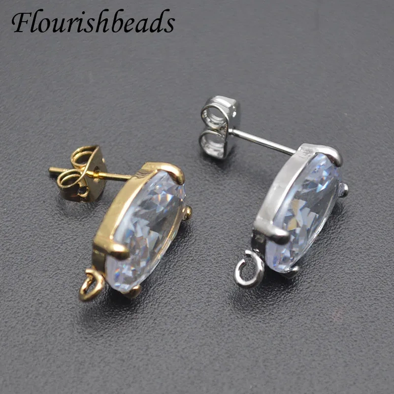 30pcs/lot High Quality Faceted Cubic Zirconia Crystal  Earring Stud for Women Party Wedding Earrings Gift Fashion Jewelry