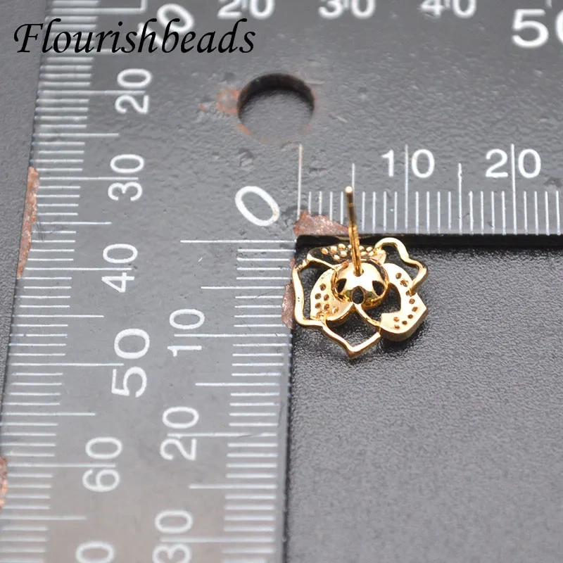 20pc Hight Quality Nickel-free Gold Color Flower Shape Earring Hooks Fit Half Hole Beads Jewelry Making Accessories