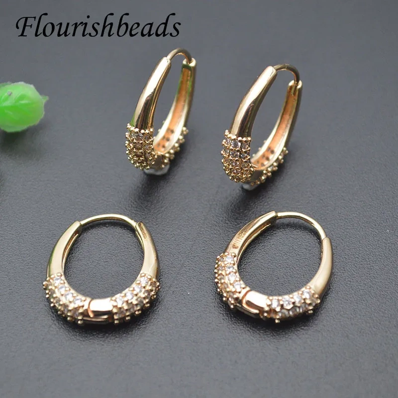 Beautiful Design Gold Color Paved CZ Beads Earring Hooks Handmade Ear Wire Accessories Jewelry Material Supplies 20pcs/lot