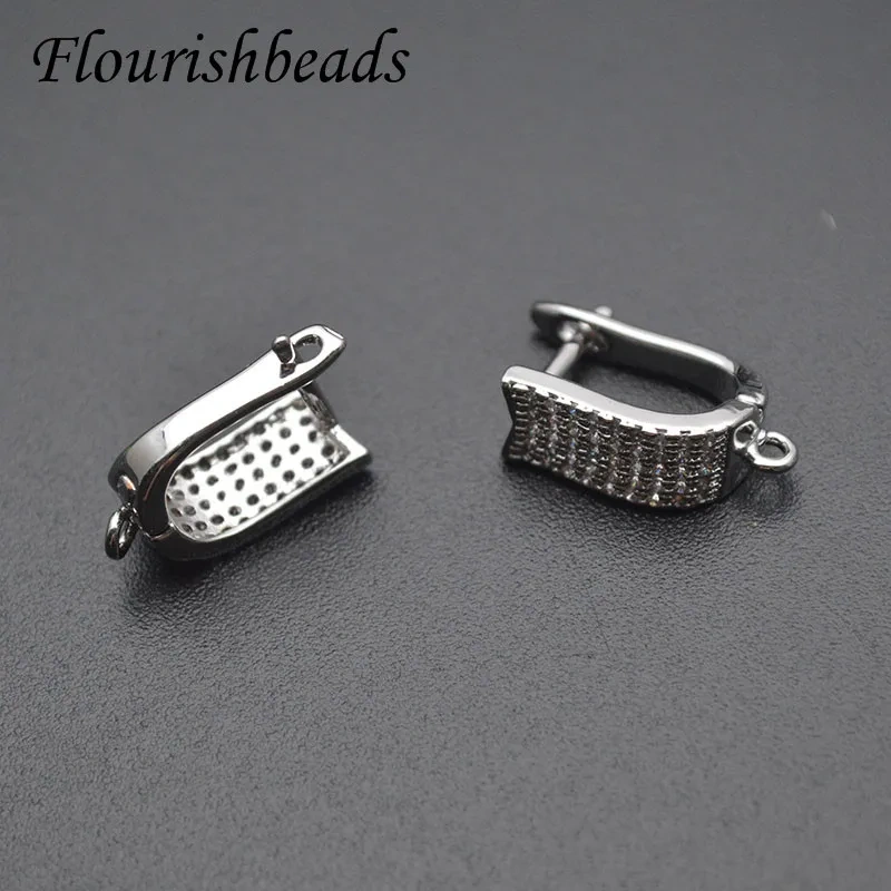 Luxury New Design CZ Beads Paved Metal Silver Color Earring Hooks  Leverback Earwire for Quality Jewelry Making