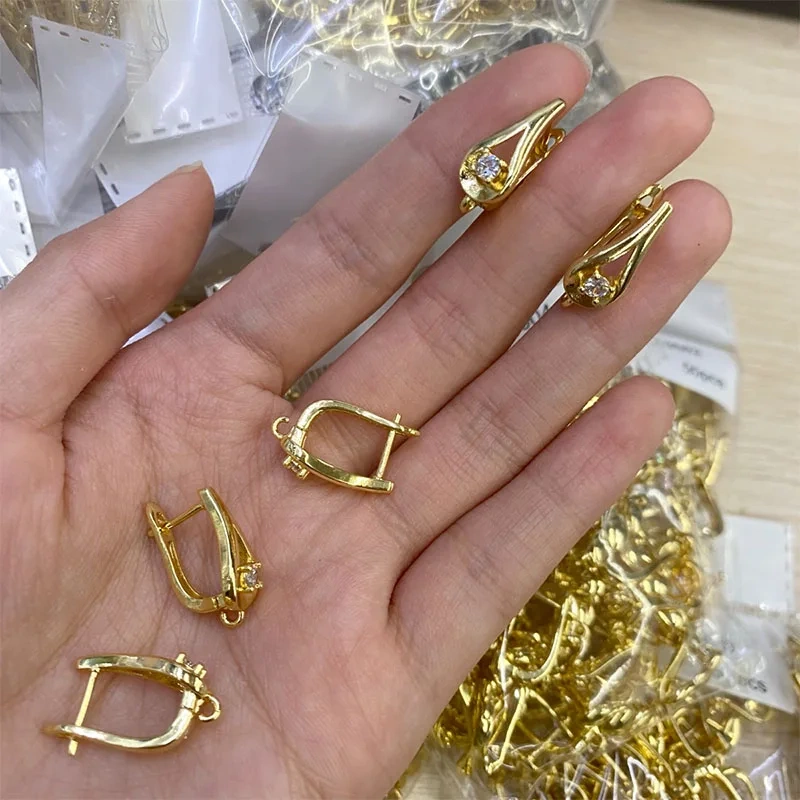 18k Gold Color Jewelry Findigns Nickel Free Anti Fading Earring Hooks Clasp for Handmade DIY Fashion Earrings