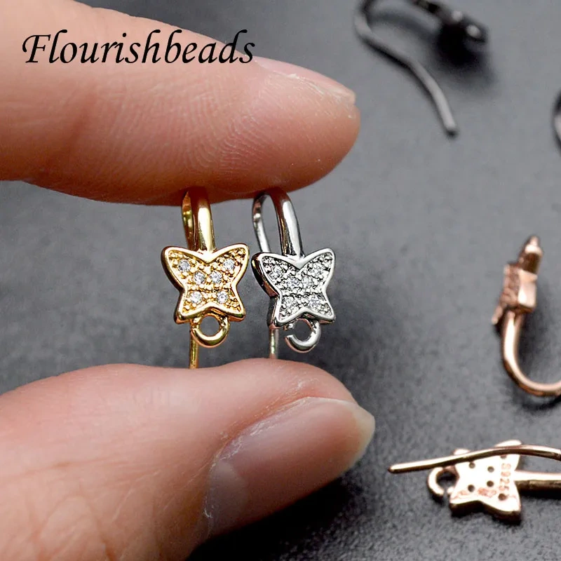 30pcs Nickle Free Multi Rhinestone Beads Metal Earrings Hooks Real Gold Plating Ear Wires for Jewelry Making Supplier