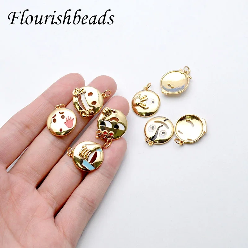 10pc Cute WeChat Emoticons Brass Charms Pendant for DIY Earrings Makings Jewelry Accessories Supplies 13x20mm