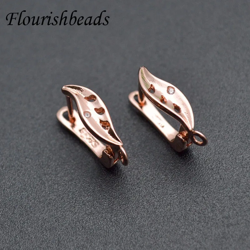 Wholesale Multiple Colour Nickle Free Gold Plating Metal Leaf Shape Earring Hooks for Fine Jewelry Making Parts 30pcs/lot