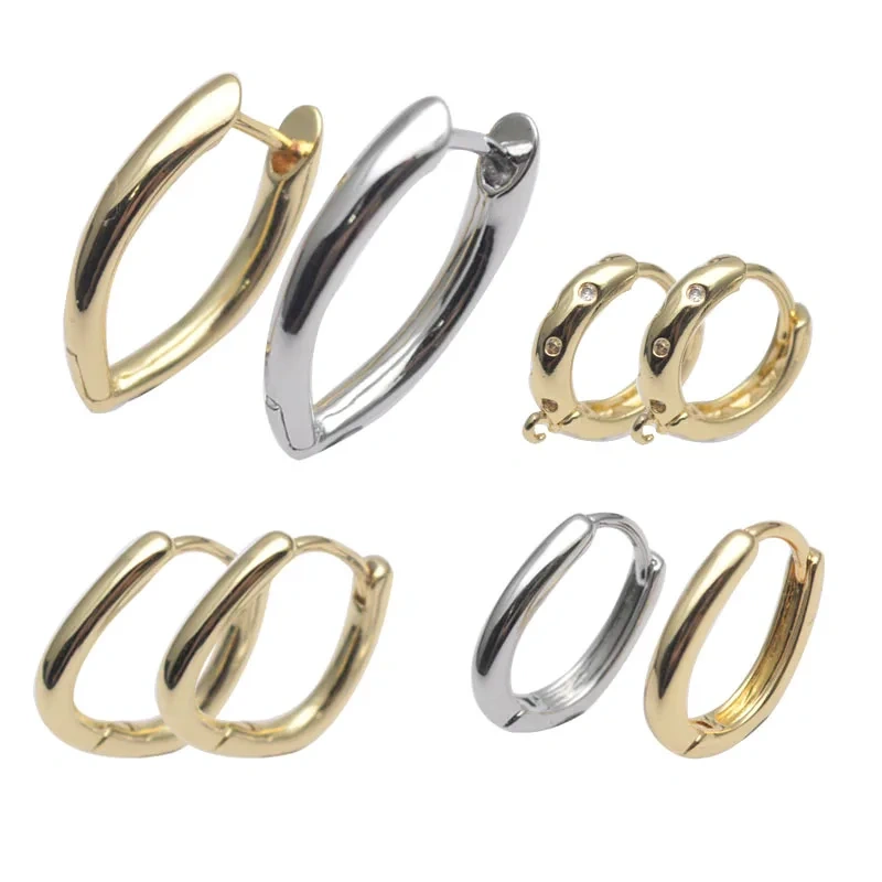 30pcs/lot Various Styles Geometric Hoop Earrings Hooks Clasp for Women Men Party Jewelry Nickel Free Accessoriess