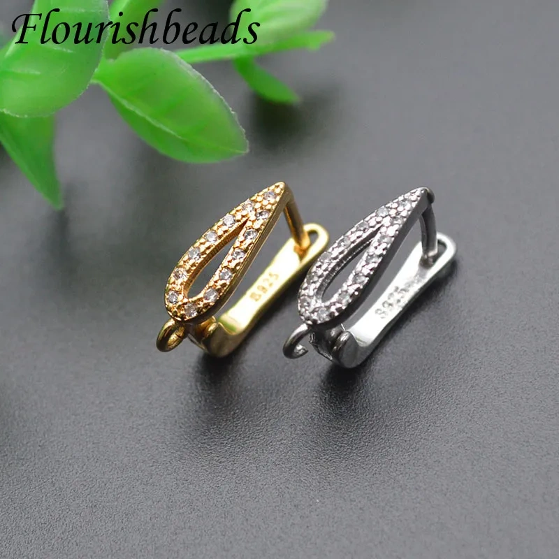 30pcs High Quality Nickle Free Gold Rhodium Color CZ Beads Paved Earring Hooks for Dangle Earrings Making Jewelry Findings