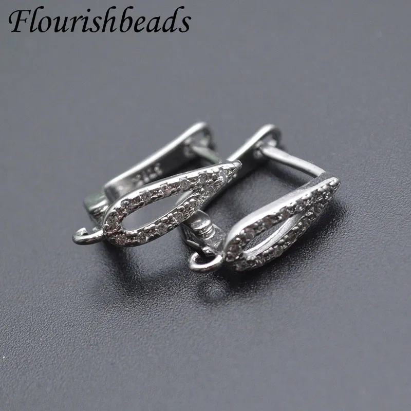 Color Remain Gold Plating Anti Rust CZ Beads Paved Earring Hooks for High Quality Jewelry Making Supplier 30pcs