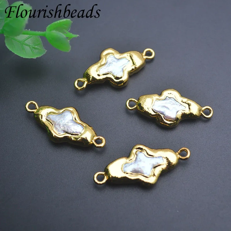 Cross Gold Plated Pearl Two Loops Connector Clasp Hooks for DIY Bracelet Necklace Jewelry Accessories