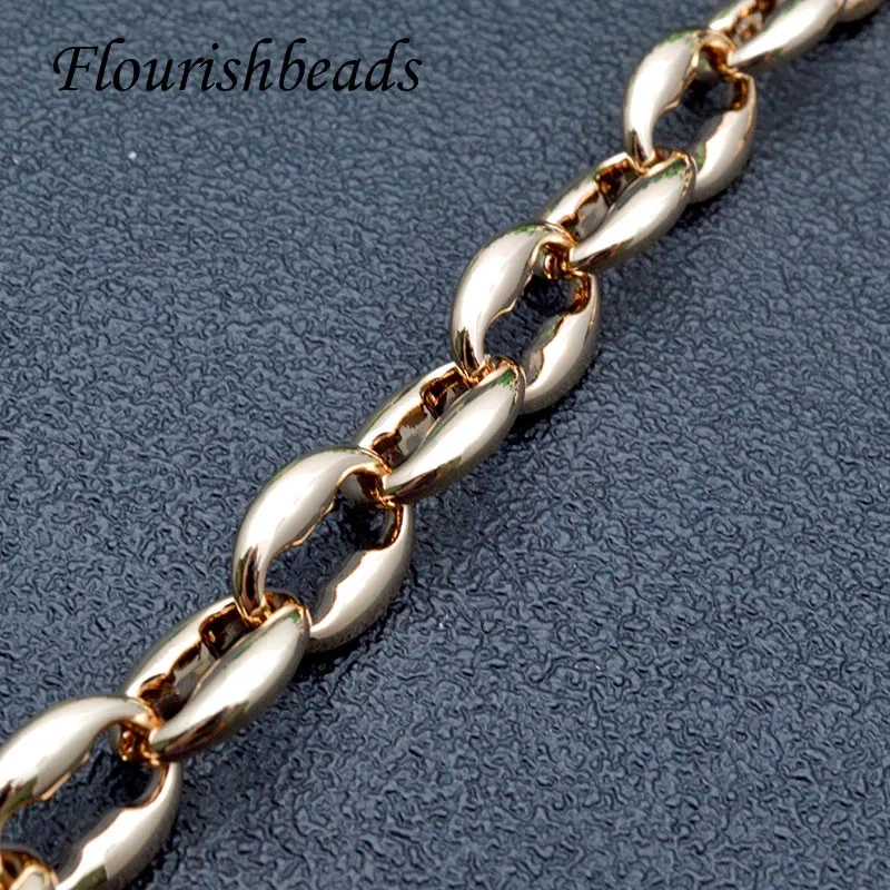Top Quality 11x15mm Matel Copper Women Men Gold Color Coffee Beads Chain DIY Necklace Bracelet  5 / 10 Meter/lot