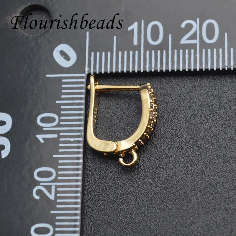 30pcs/lot 4 Colors Anti Fade Nickel Free CZ Beads Paved Earring Hooks for High Quality Jewelry Making Supplier