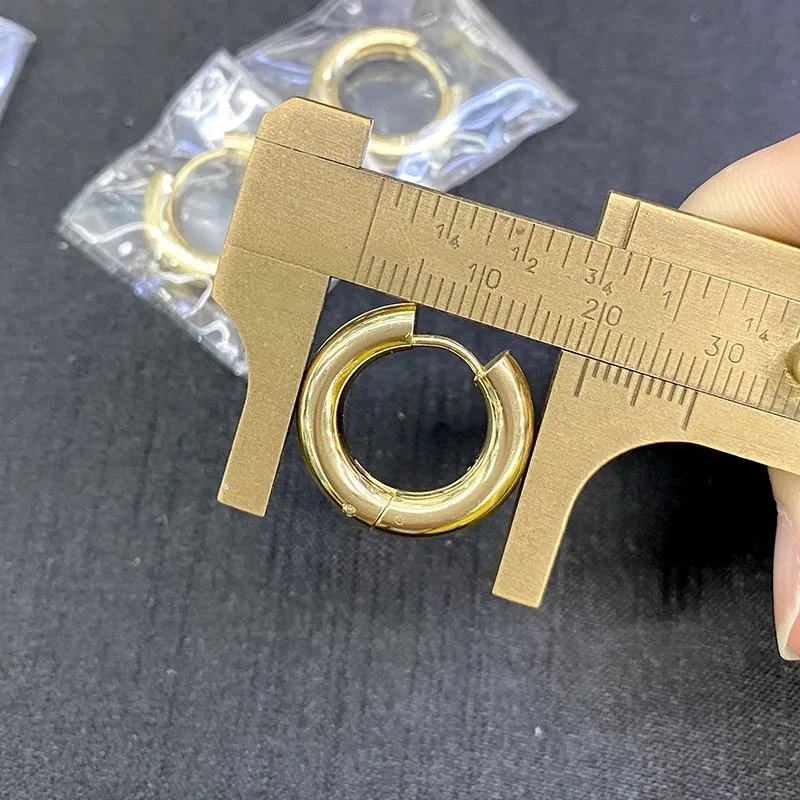 Luxury High Quality Stainless Steel Real Gold Plated Smooth 20mm Circle Earring Hoops for Fashion Girl Earrings Gift 20pcs/lot