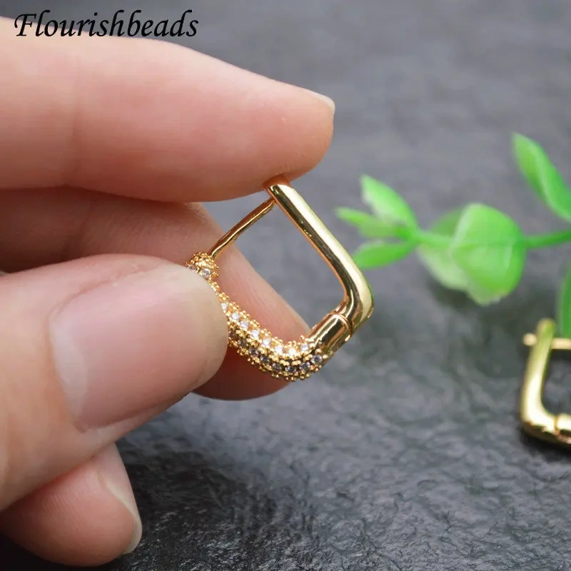 Pave Rhinestone Ear Hooks Earring Connector High Quality DIY Earrings Jewelry Craft Making Components 20pcs