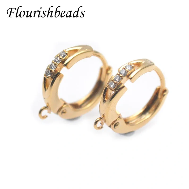 Multi Styles High Quality Gold Plated CZ Beads Paved Earring Hooks Schwenzy Jewelry Making Accessories Supplier 30pcs/lot