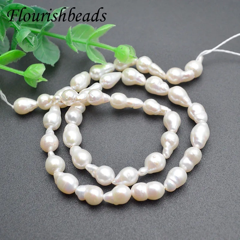 2 strands 10~12mm Natural White Fresh Water Edison Pearl Oval Round Loose Beads For jewelry making supplier