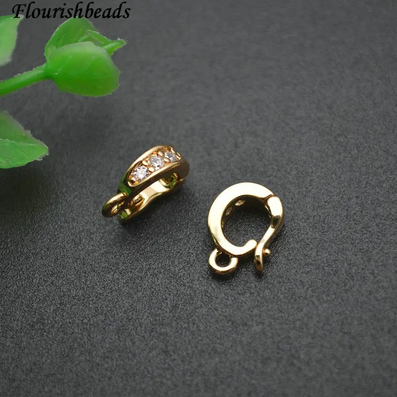 Wholesale 30pcs Jewelry Accessories Paved CZ Beads Pendant Bails Pinch Clips Earrings Connector for DIY Craft Making